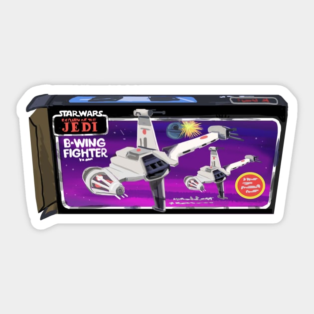 Vintage B-Wing Fighter Box Art Sketch Sticker by Darth Tuba